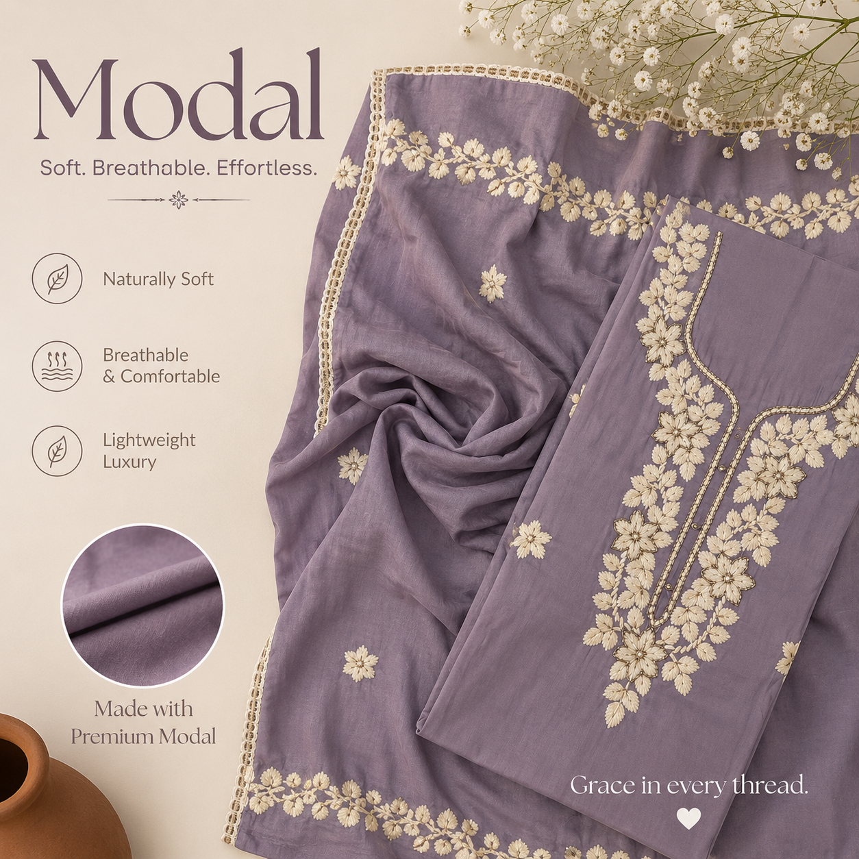 Modal - Thread Embroidery