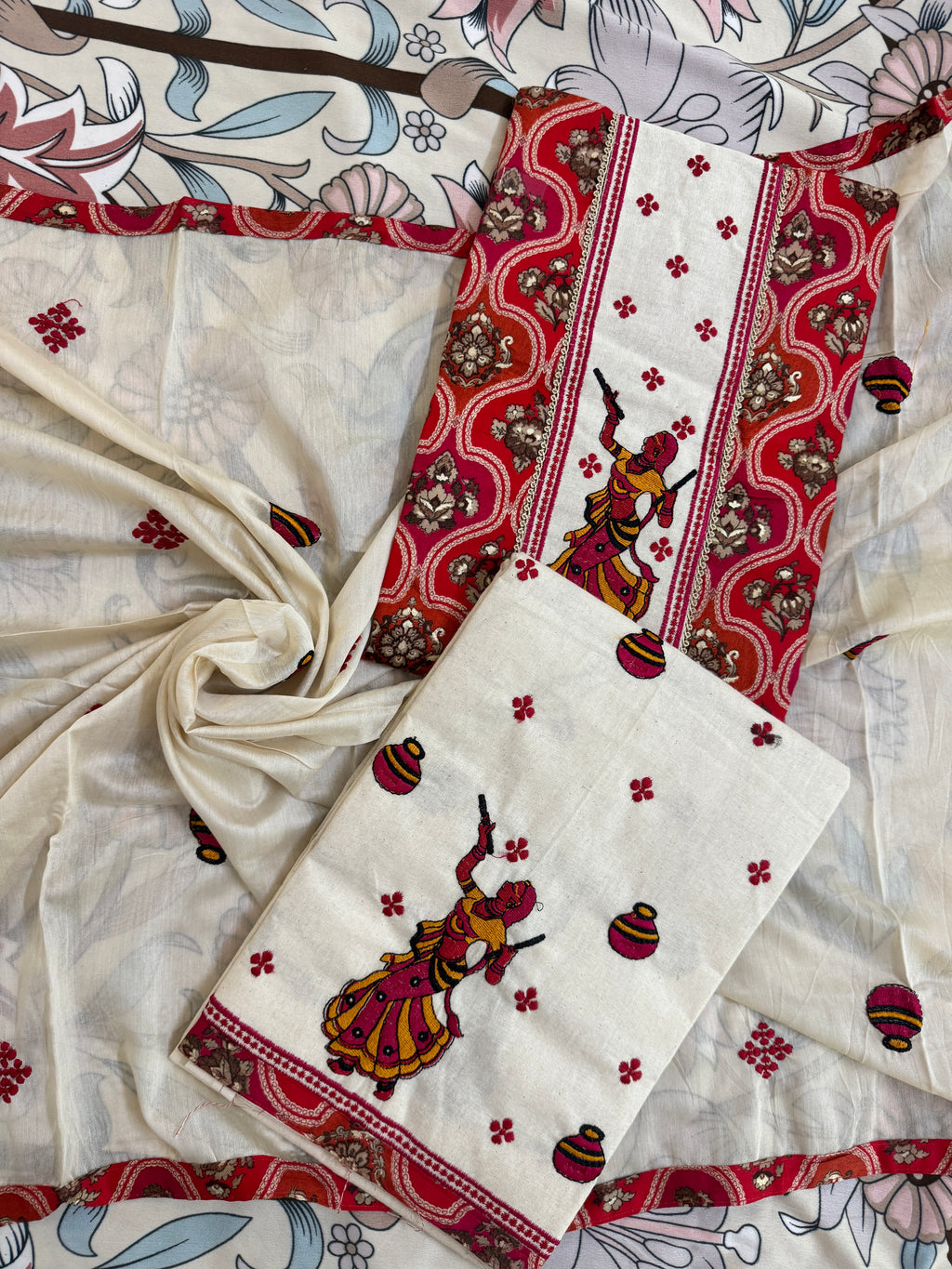Pure cotton with figure work detailing